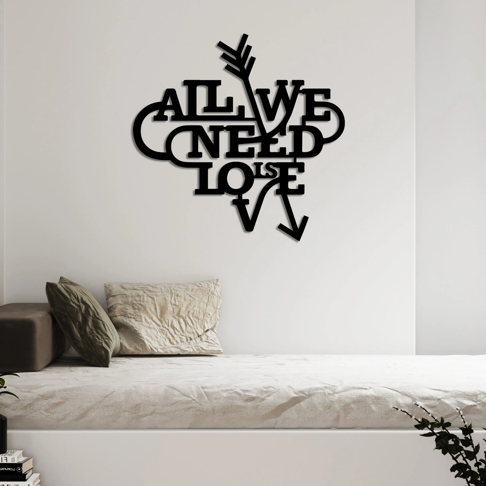 Aksesor dekorativ metalik për mur, Wallity, Need is Love, ngjyrë e zezë