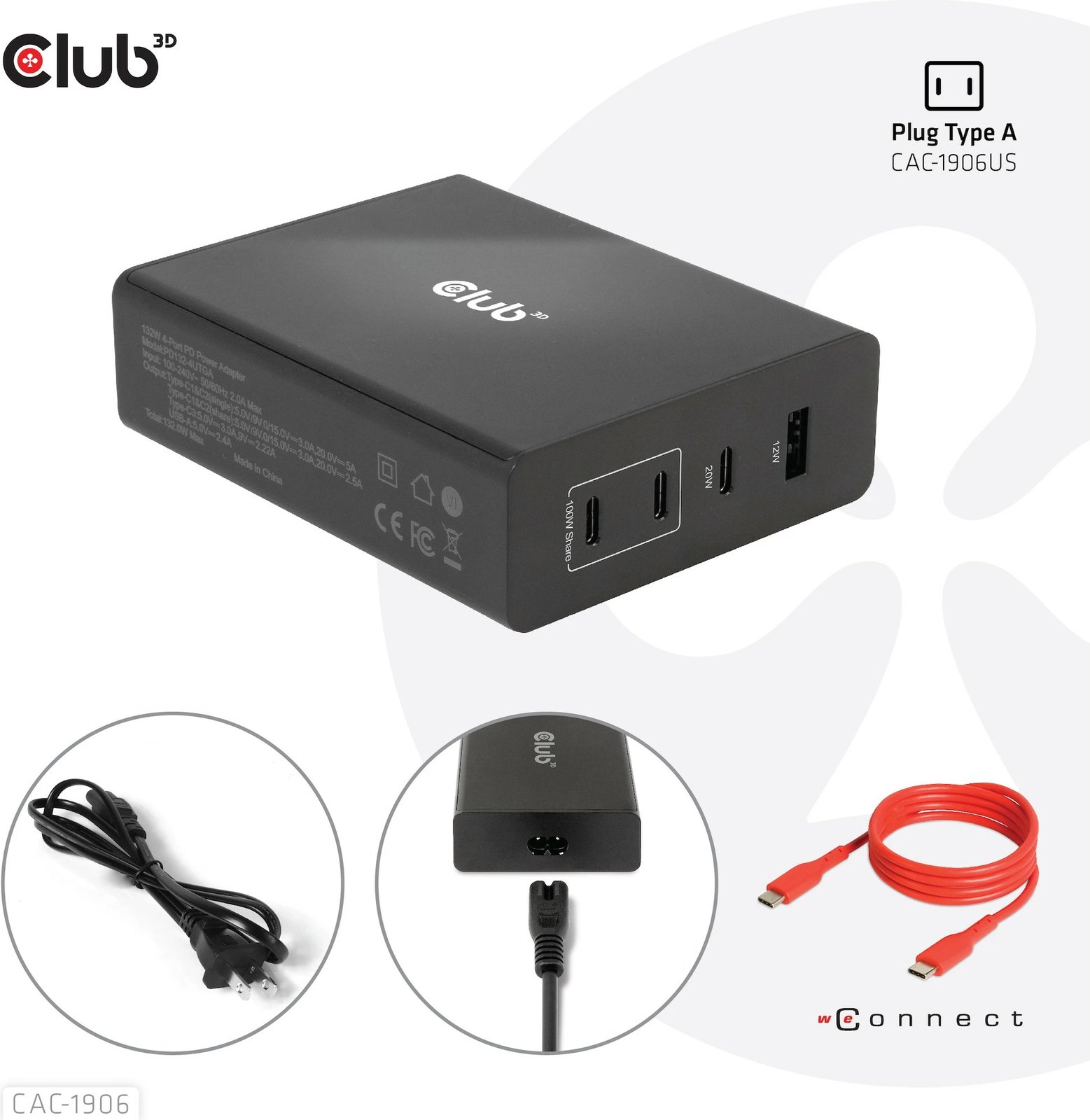 Karikues Club3D 3xUSB Type-C 1xUSB Type-A PD 132W GaN i zi