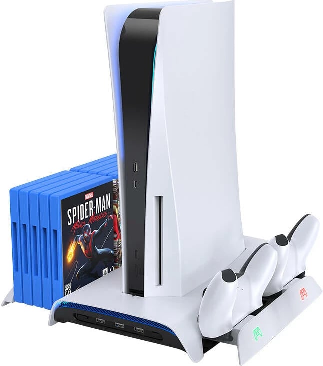 Stacion ftohës dhe karikues për PS5 KiwiHome PB01, i bardhë