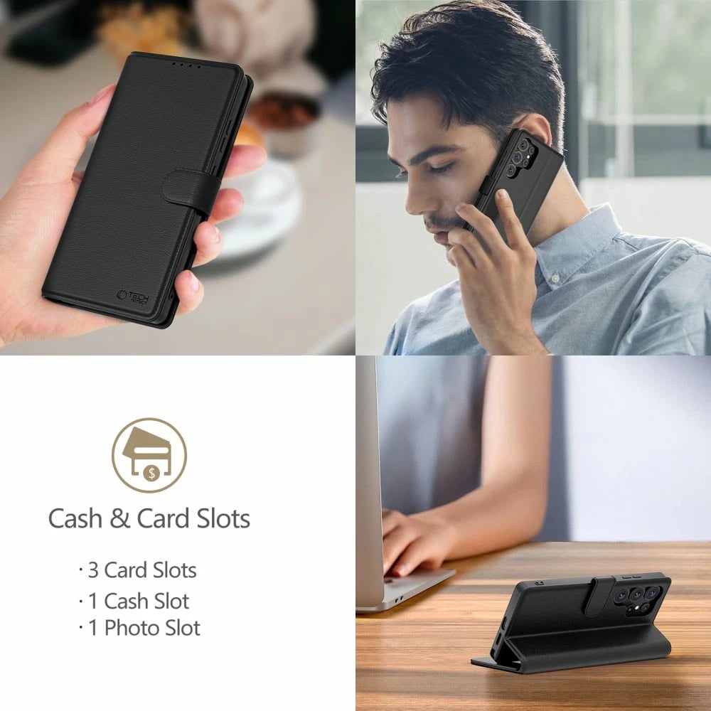 Mbështjellës Tech-Protect Wallet për Samsung Galaxy S25 Ultra, eko-lëkurë, i zi