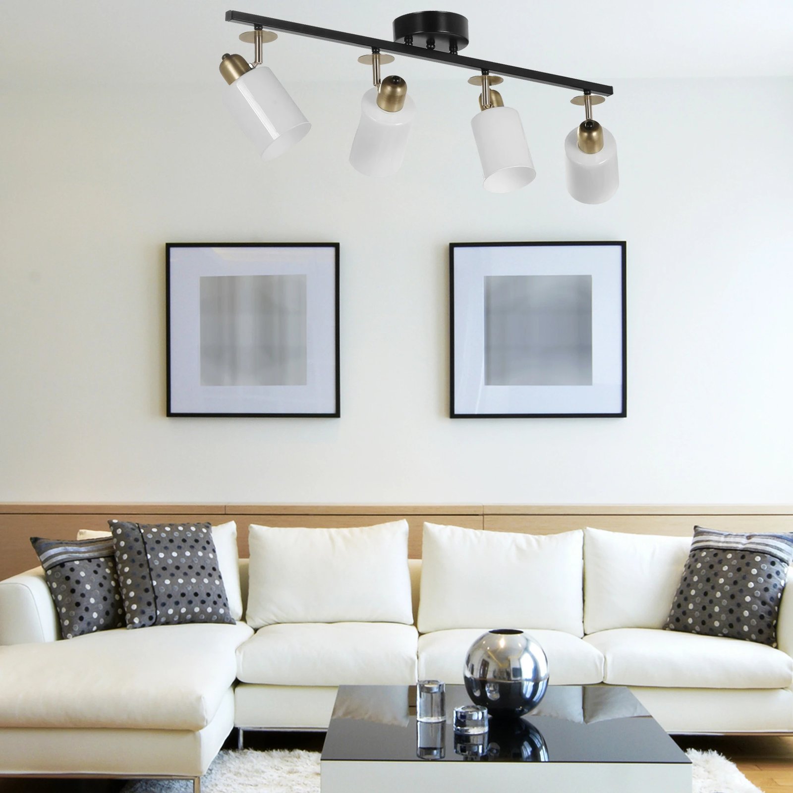 Llambë tavani Opviq, 8431-4, metal e zi, kapak qelqi, 4 copa