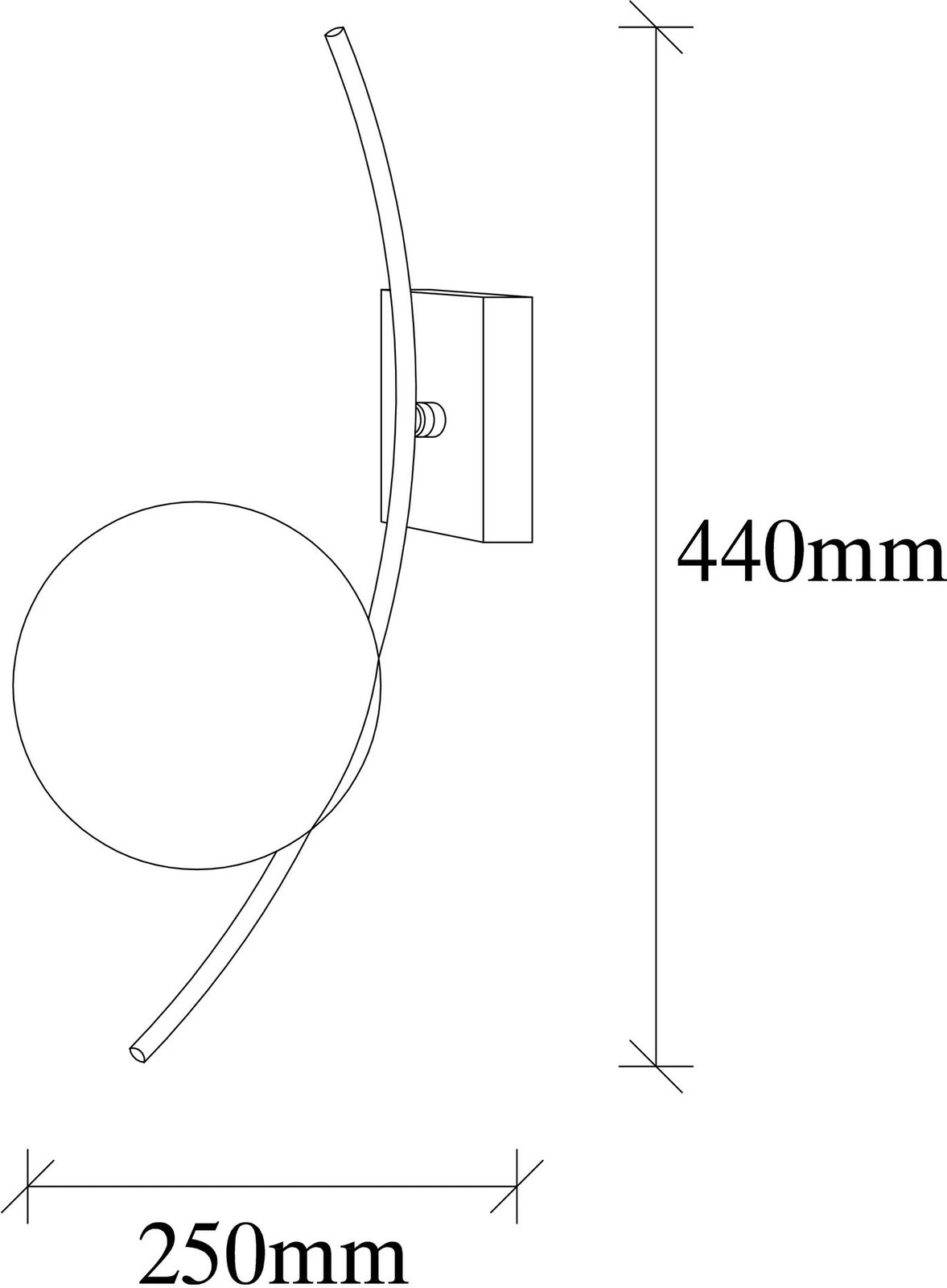 Llambë muri Opviq, Hilal - 3821, trup metalik, kapak qelqi, e zezë dhe e bardhë, 15x25cm, lartësi 44cm