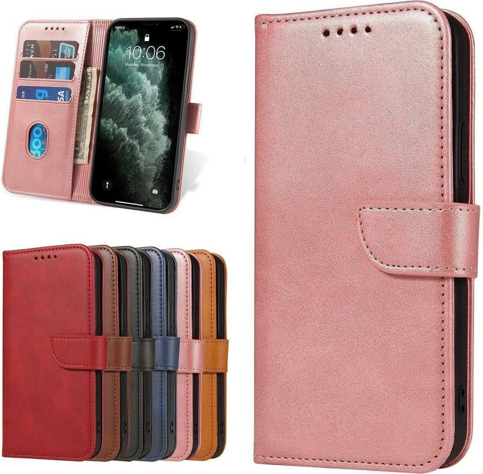 Mbështjellës Hurtel Magnet Case për Samsung Galaxy A73, me kapak dhe funksion standi, Rozë