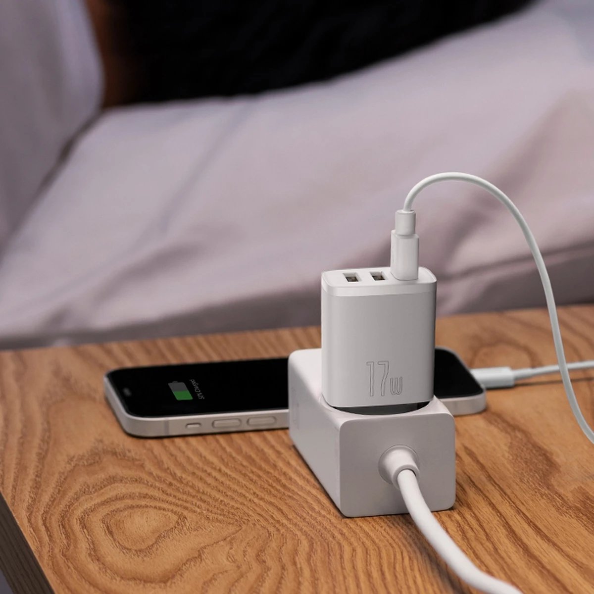Karikues muri Baseus CCXJ020102, 3x USB, 17W, Bardhë