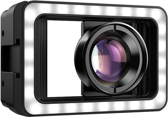 Lente makro për celular APEXEL APL-HB100FL23, 100mm, me LED, e zezë