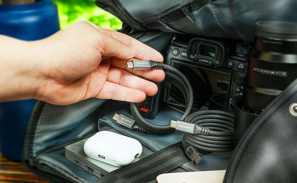 Kabllo USB-C në USB-C magnetike, Adata, CACCU3-100W-100AN-BK, USB 3.2 Gen 2 10Gbps PD 100W 1m, e zezë