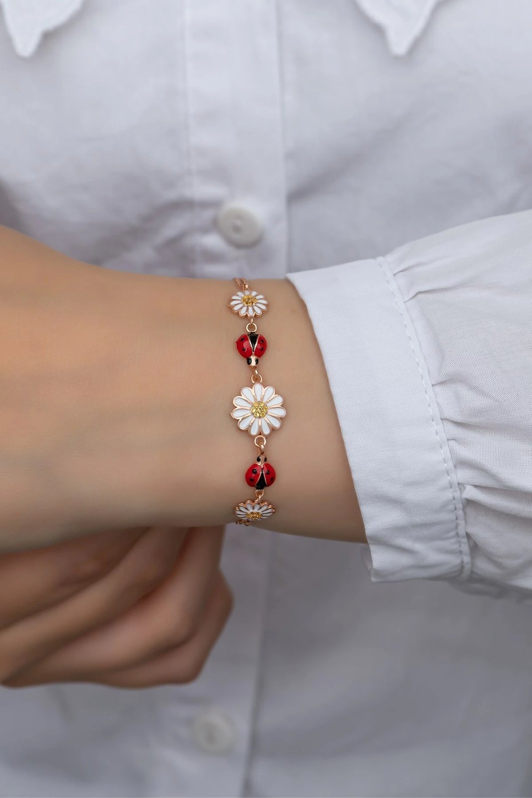 Byzylyk argjendi Jumeon, NRZ99346, ngjyrë ari, e kuqe, e bardhë