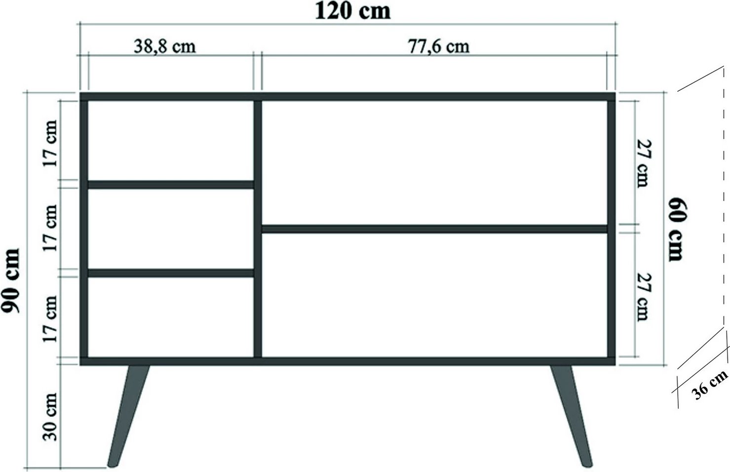Konsol Hanah Home, Mega-123, ngjyrë lisi Sonoma