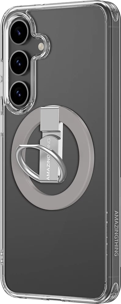 Mbështjellës AmazingThing Minimal Mag Case për Samsung Galaxy S25+, me unazë magnetike, Transparent