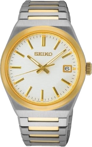 Orë dore për meshkuj SEIKO SUR558P1, argjend me të artë