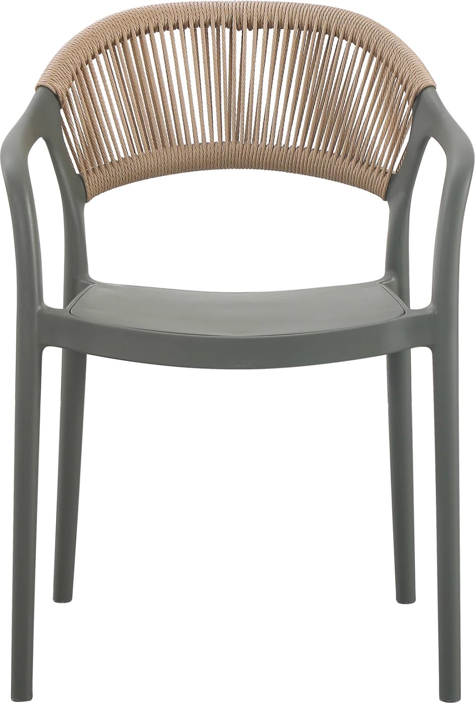 Karrige me krahë EVA, polipropilenë, ngjyrë ulliri, litar bezhë, 56.5x53x80cm