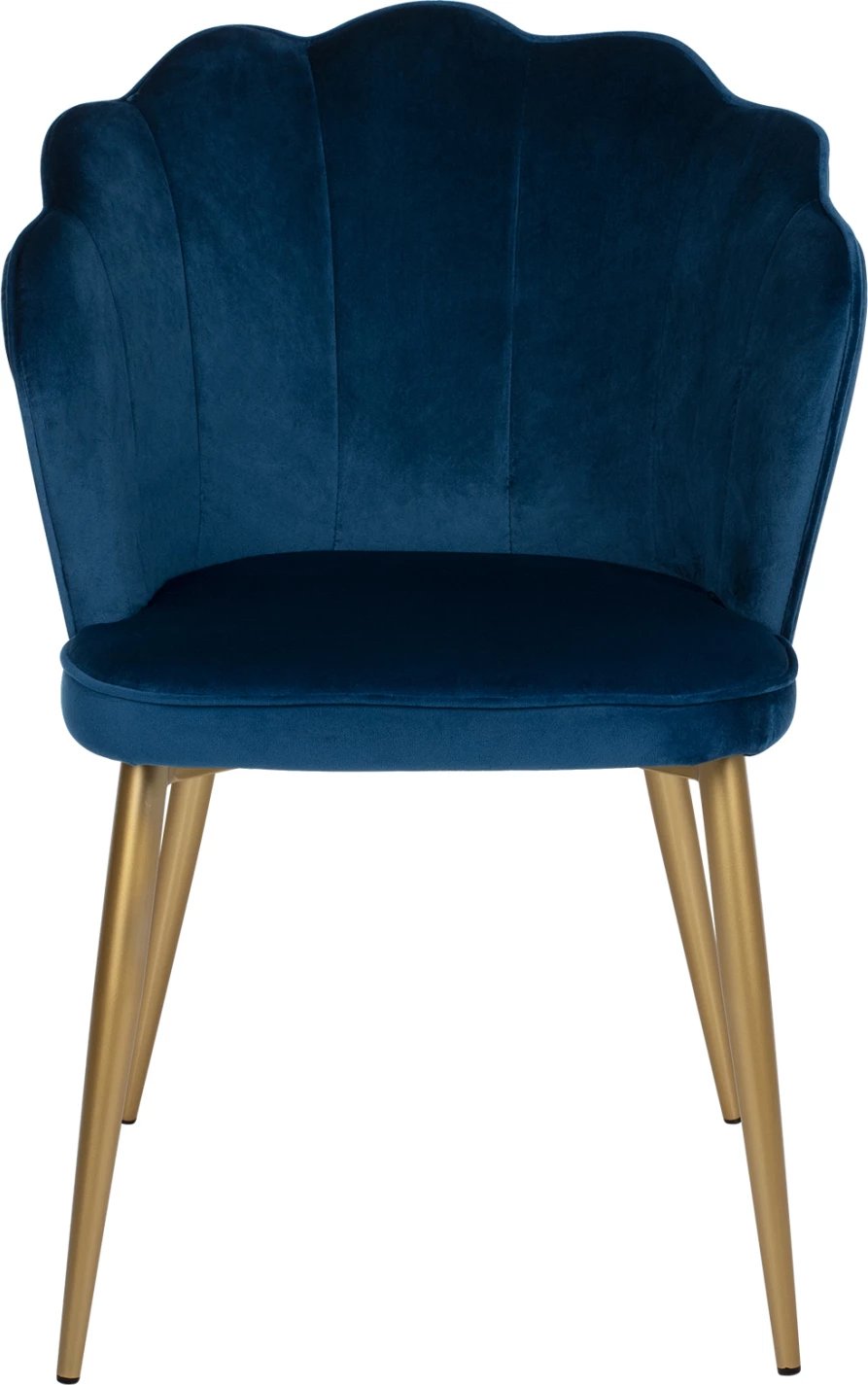 Karrige AVIE FH8737.08 metalike me kadife blu dhe këmbë të arta 48x48x85H cm., set prej 2 copash