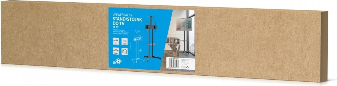 Stendë karrocë TV, TB, TB-ST1, për TV 32''-75'', 45 kg, VESA 600x400, e zezë