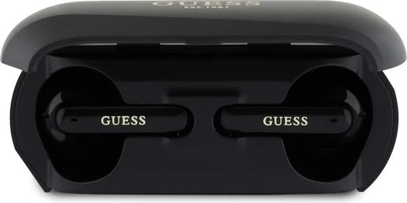 Kufje TWS Guess Elongated Metallic Logo me stacion karikimi, Bluetooth 5.3, të zeza Kufje TWS Guess Elongated Metallic Logo me stacion karikimi, Bluetooth 5.3, të zeza