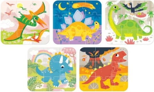 Puzzle CzuCzu I Arrange Dinosaurs, 45 pjesë, për fëmijë, shumëngjyrësh, set 5 copë
