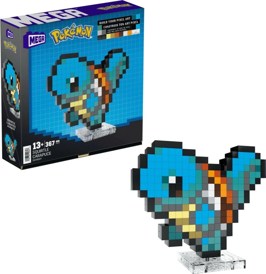 Set ndërtimi Mega Bloks Pokemon Squirtle HTH77, 367 pjesë, Pixel Art