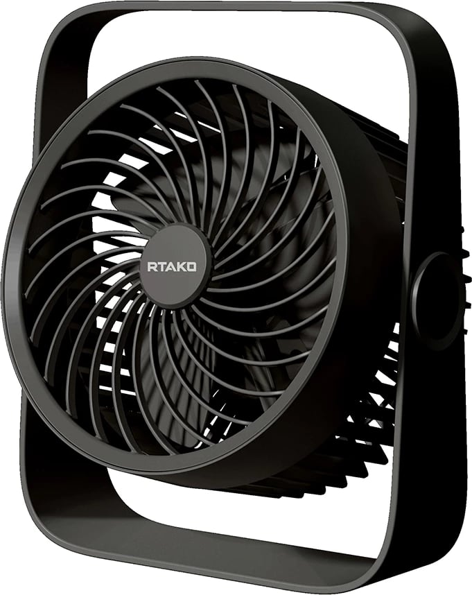 Ventilator tavoline Rtako WD0Y6S me dy impelerë, 3600 mAh, i zi