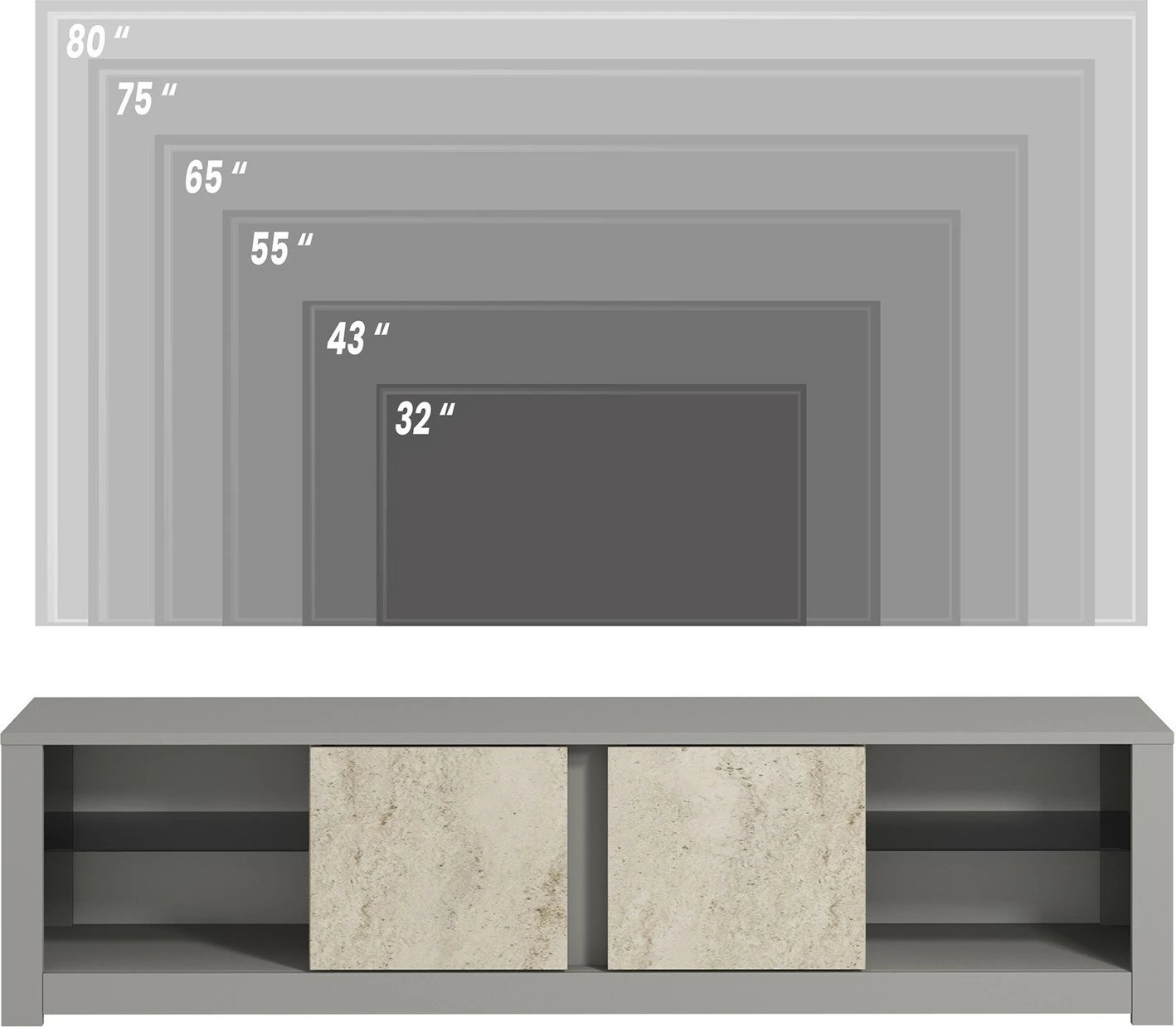 Komodë TV Skye Decor, ngjyrë gri, travertin, Aydos