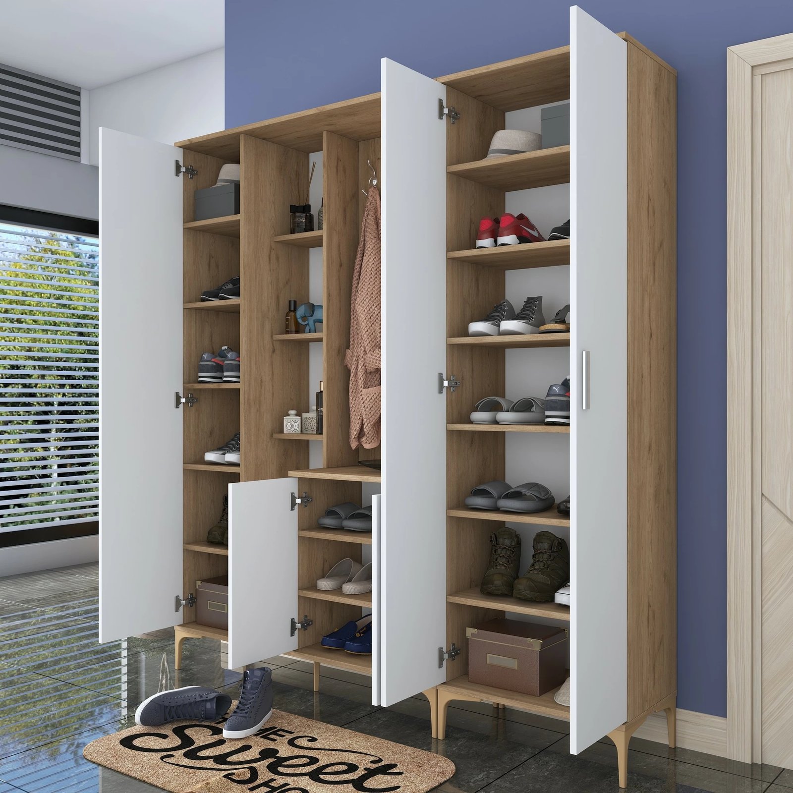 Stendë korridori Hanah Home, EA131 - 2801, ngjyrë arrë dhe e bardhë