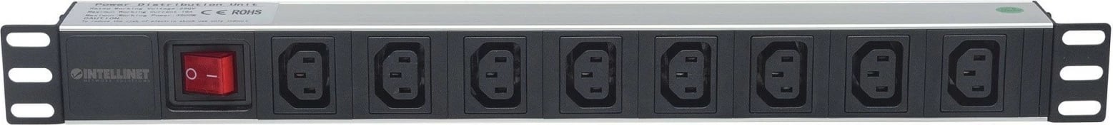 Prizë rack Intellinet 163620, 8 dalje C13, 1U, kabllo 2m, e zezë