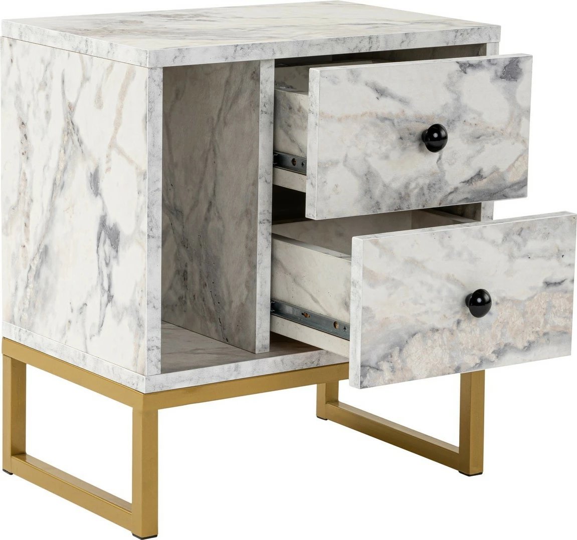 Komodinë Nordure, ngjyrë Freesia Marble, ari