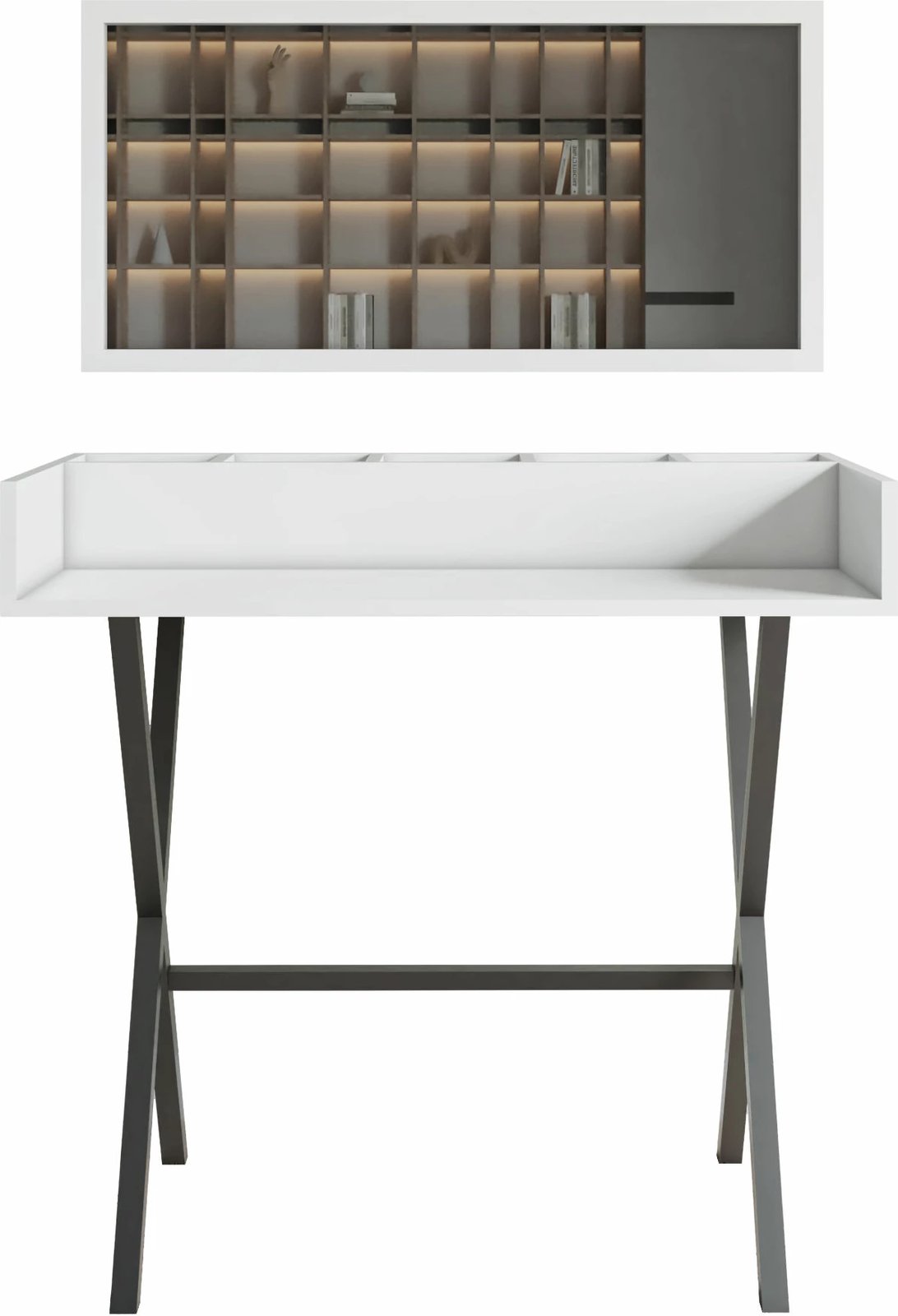 Tavolinë grimi moderne Skye Decor, Atina, e bardhë dhe e zezë