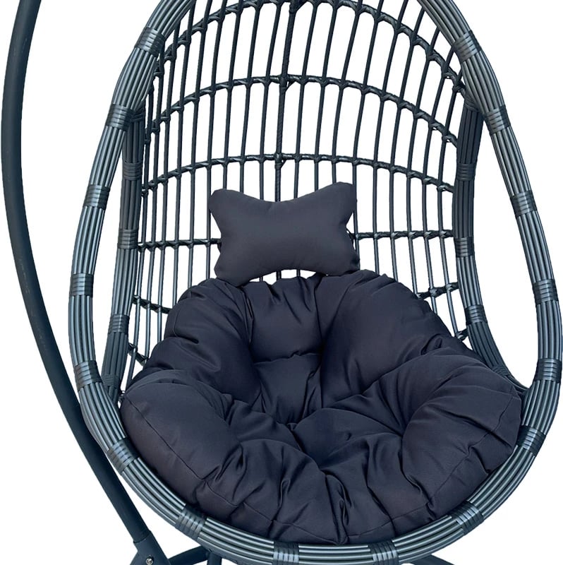 Karrige varëse Cungo me bazë metali - ratan gri 125x105x195cm