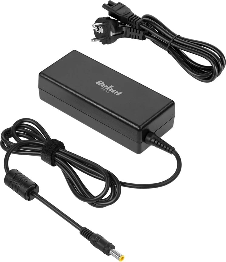 Adapter energjie për laptop Rebel KOM0794-1, 90 W, 19 V, 4.74 A, 5.5x3 mm, i zi