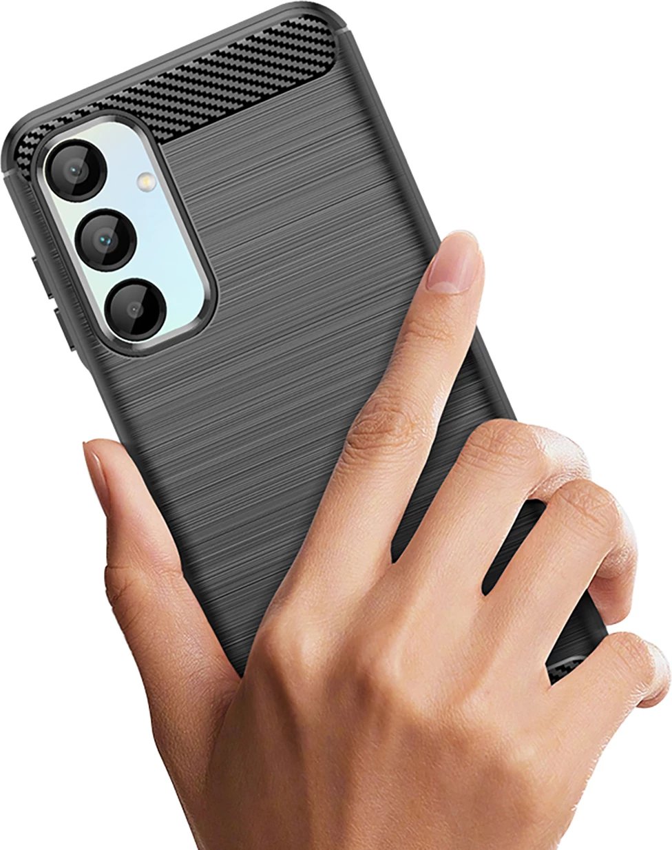Mbështjellës Hurtel Carbon Case për Samsung Galaxy A16 / A16 5G, TPU, Zi