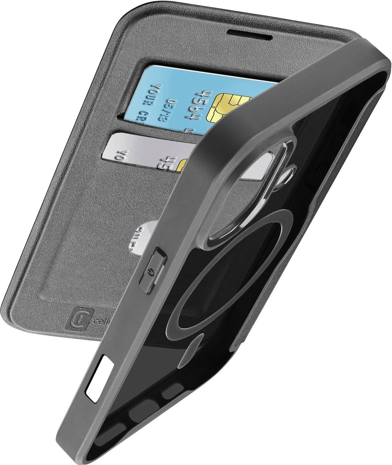 Mbështjellës Cellularline Book Case Daily MAG për iPhone 16, e zezë
