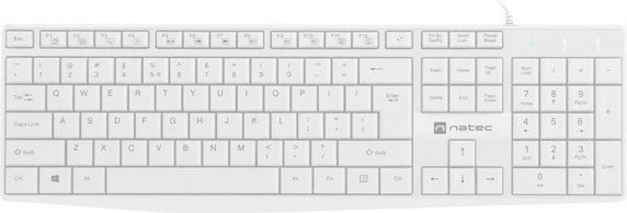 Tastierë Natec Nautilus NKL-1951, me kabllo USB, 1.8m, e bardhë