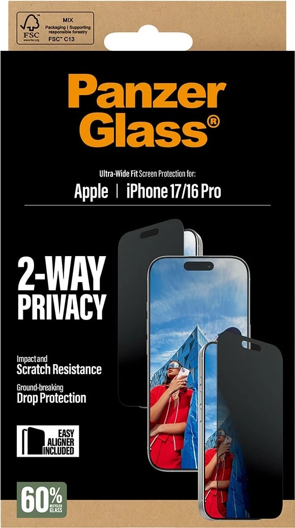 Mbrojtës ekrani PanzerGlass 2-Way Privacy për iPhone 17/16 Pro UWF