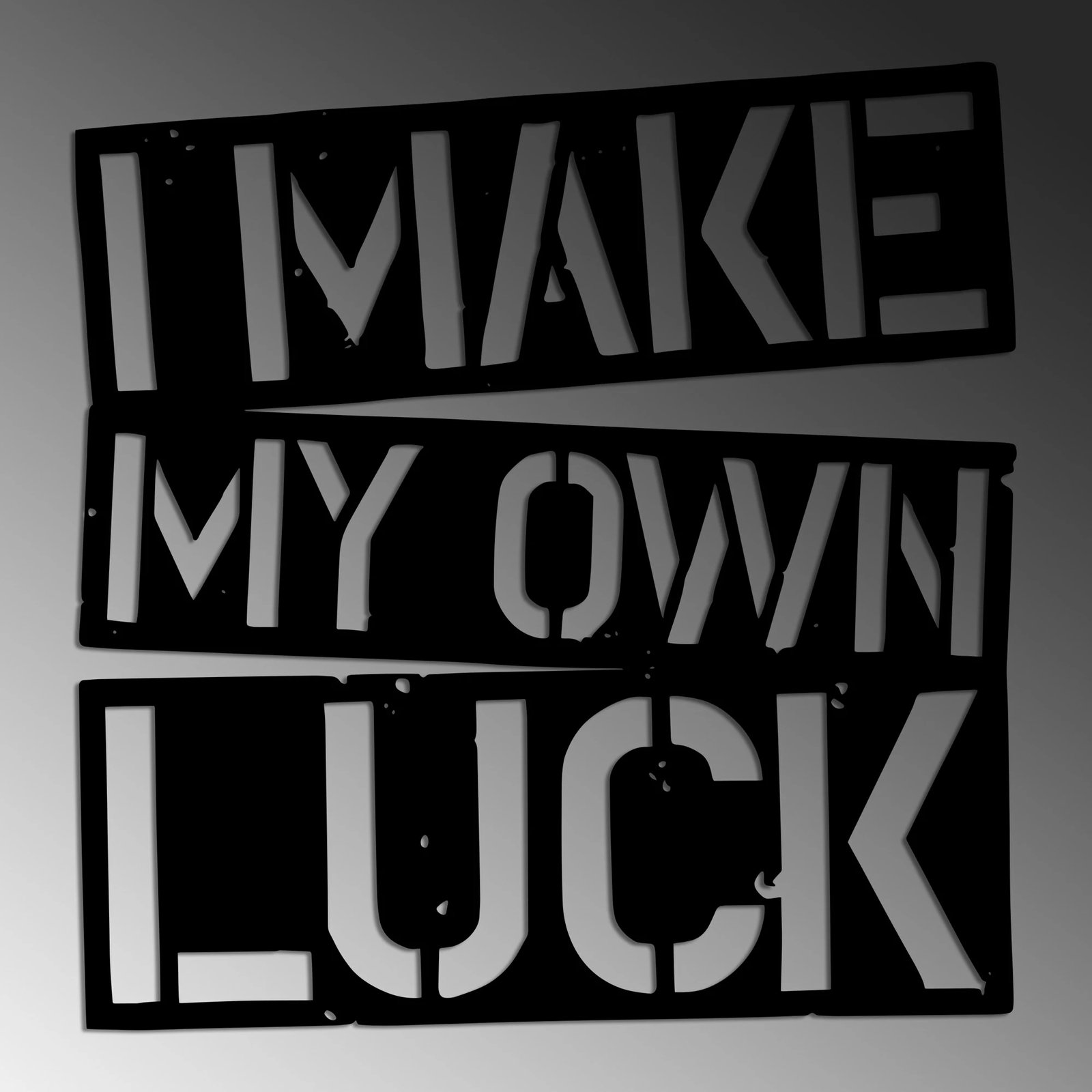 Aksesor dekorativ metalik për mur, Wallity, I Make My Own Luck, ngjyrë e zezë, 50x50cm