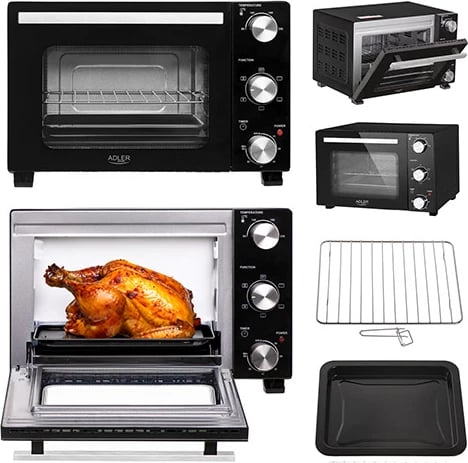 Furrë elektrike, Adler, AD 6024, 22 L, konvekcion, 1300W, e zezë