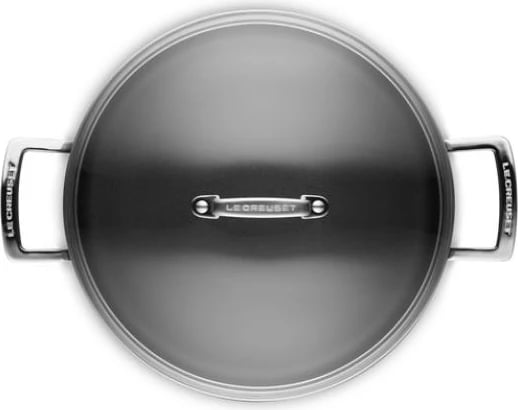 Sauteuse jo-ngjitëse Le Creuset 51113280010500 28 cm me kapak qelqi, e zezë