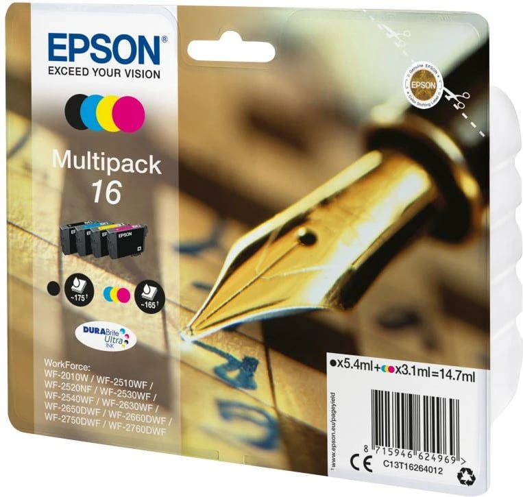 Kartush boje, Epson, 16 Multipack (C13T16264012), DuraBrite Ultra, set 4-copa CMYK