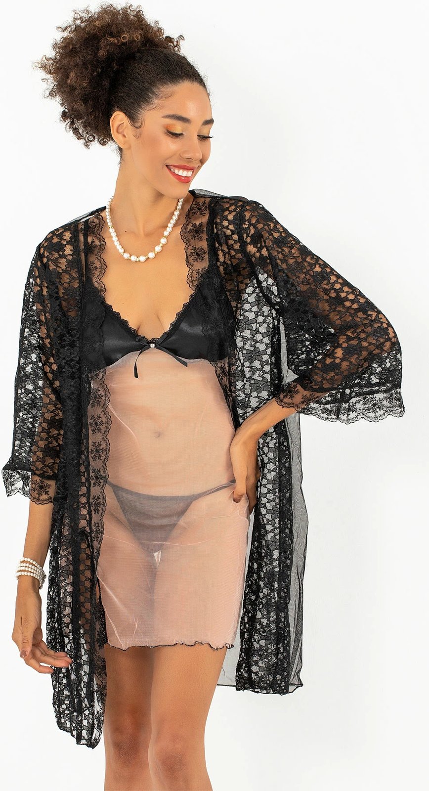 Set fustan nate me peniuar, Jumeon, 011-008009, ngjyrë salmon