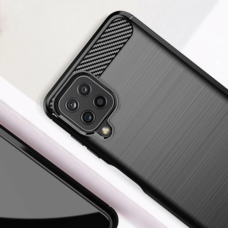 Mbështjellës Hurtel Carbon Case për Samsung Galaxy A22 4G, i zi