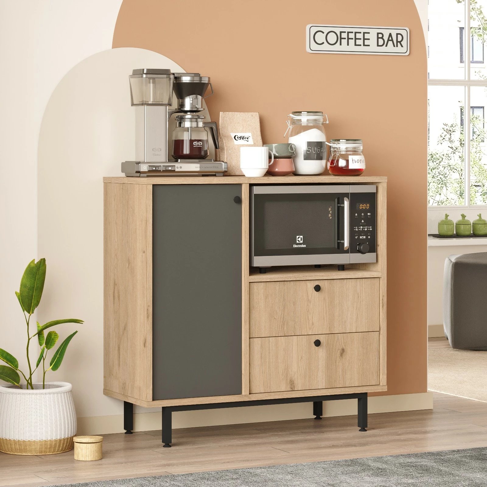 Dollap multifunksional Hanah Home, RE1-SA, ngjyrë lis dhe antracit