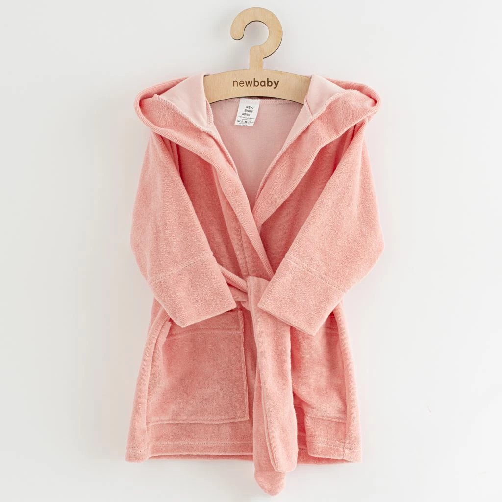 rrobdeshambër bebe, New Baby Comfortably, madhësi 92/98, frotë 100% pambuk, me kapuç e brez, rozë