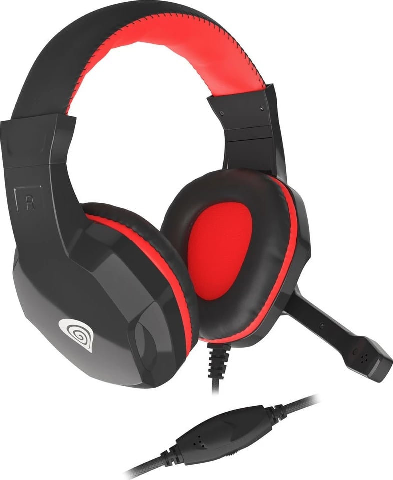 Kufje gaming Genesis Argon 110 me mikrofon, Stereo, 180 cm kabllo, Zezë-Kuqe