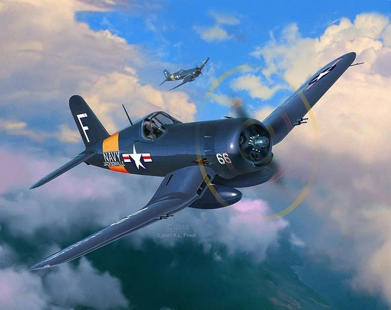 Model plastik Revell F4U-4 Corsair 1:72 me ngjyra dhe ngjitës