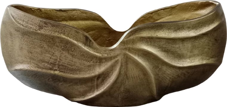 Vazo dekorative, alumin, ngjyrë ari antike, 39x9x19cm