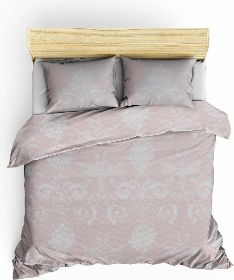 Set mbulesë krevati e qepur, king size, ngjyrë mink dhe e bardhë, L'essentiel