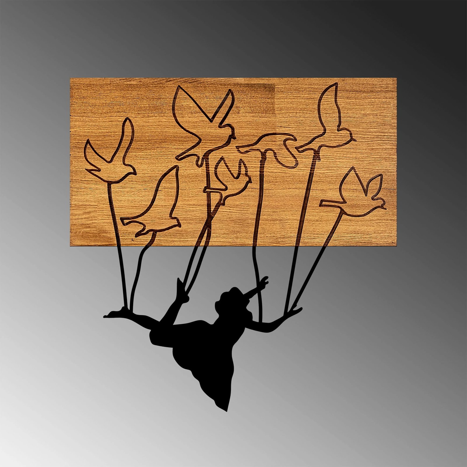 Aksesor dekorativ për mur, dru dhe metal, Wallity MA-310, ngjyrë arre/zezë, 58x60cm