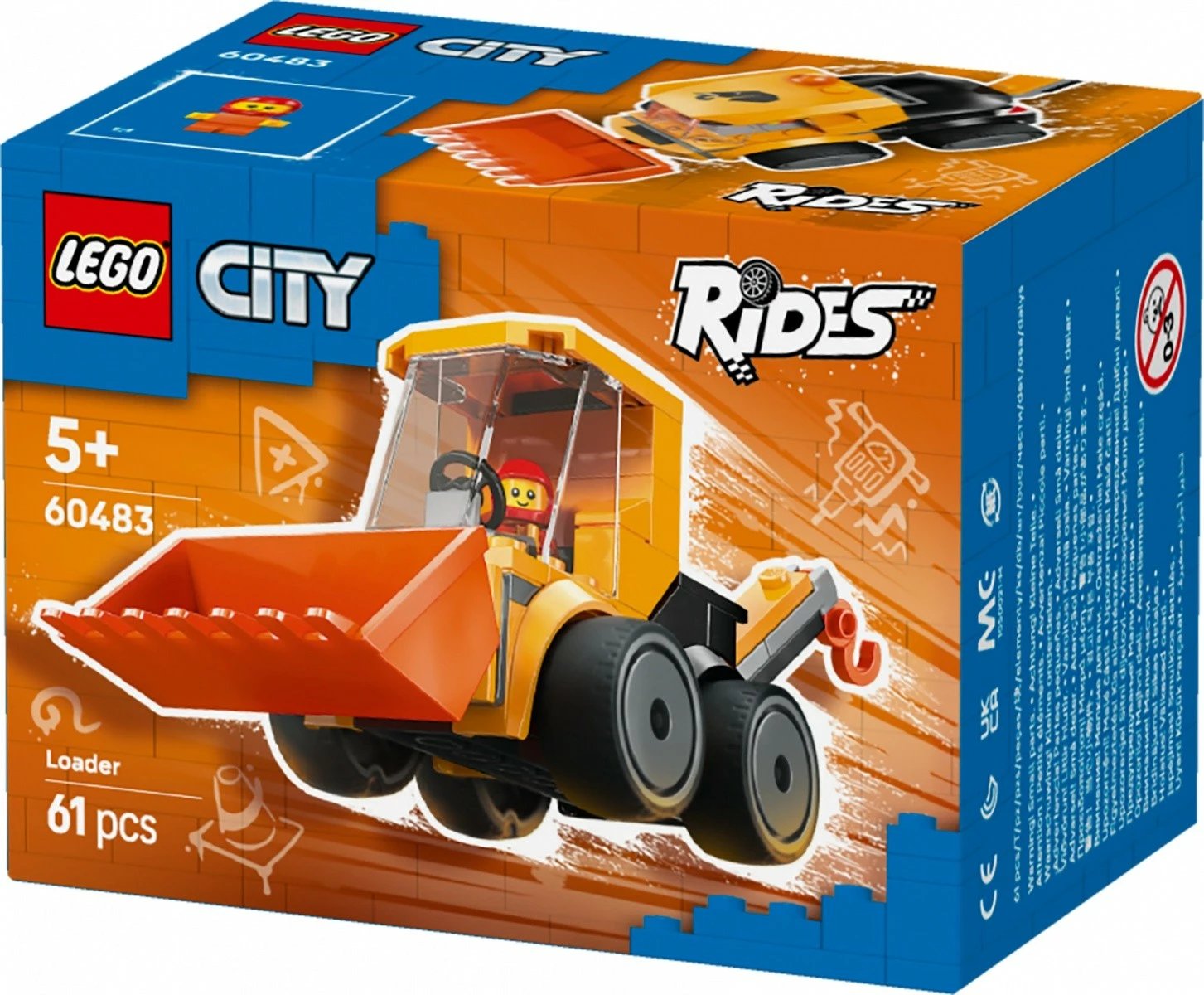 Set blloqe, LEGO City 60483 Wheel Loader, 61 pjesë, për moshat 5+, plastikë