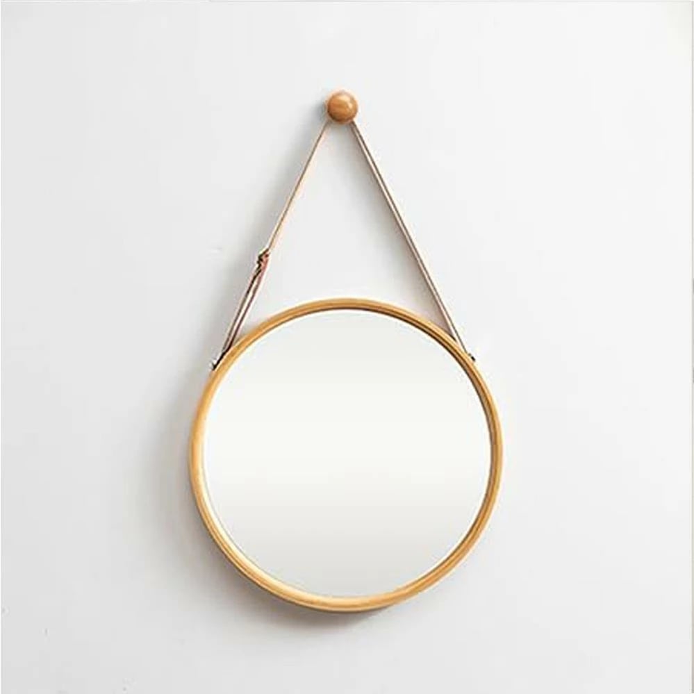 Pasqyrë muri Nextdeco me rrip, Ø30cm, Bambus