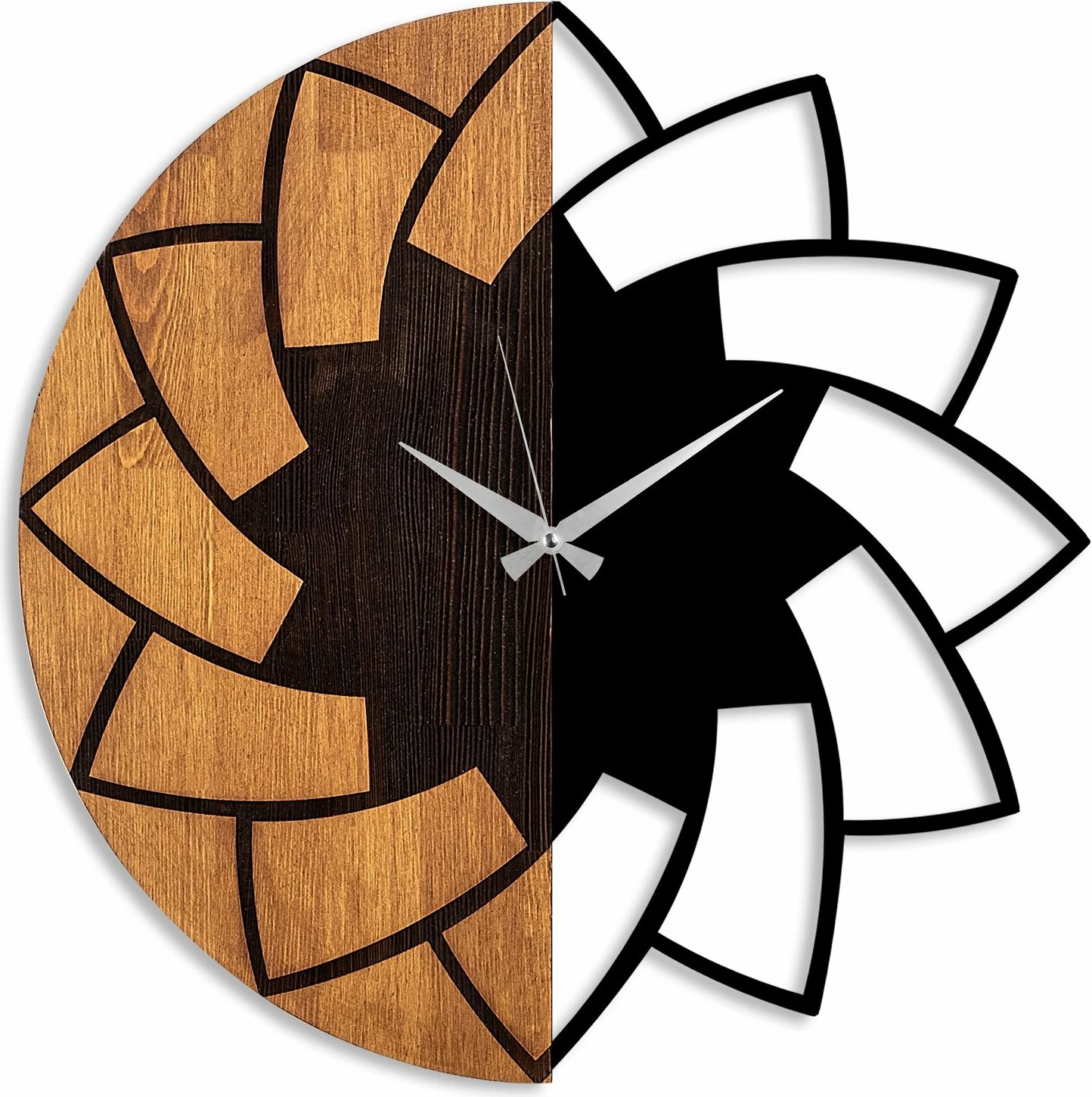 Orë muri dekorative prej druri, ngjyrë arre dhe e zezë, Wallity, 56cm