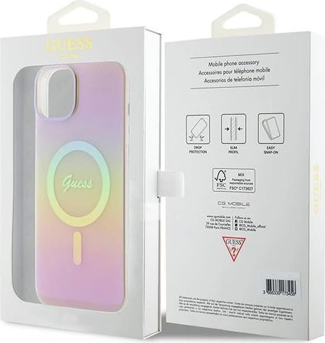 Mbështjellës Guess GUHMP15MHITSP për iPhone 15 Plus 6.7", MagSafe, rozë