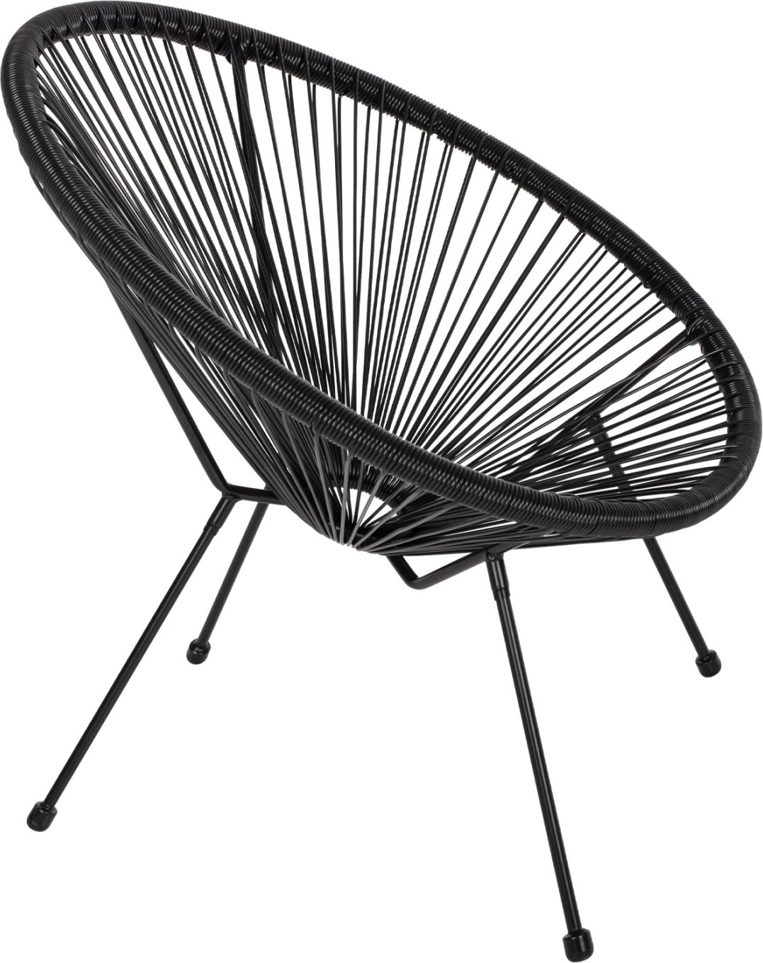 Karrige ACAPULCO lloj foleje, metal i zi dhe ratan i zi, FH5872.01, 70x73x79 cm